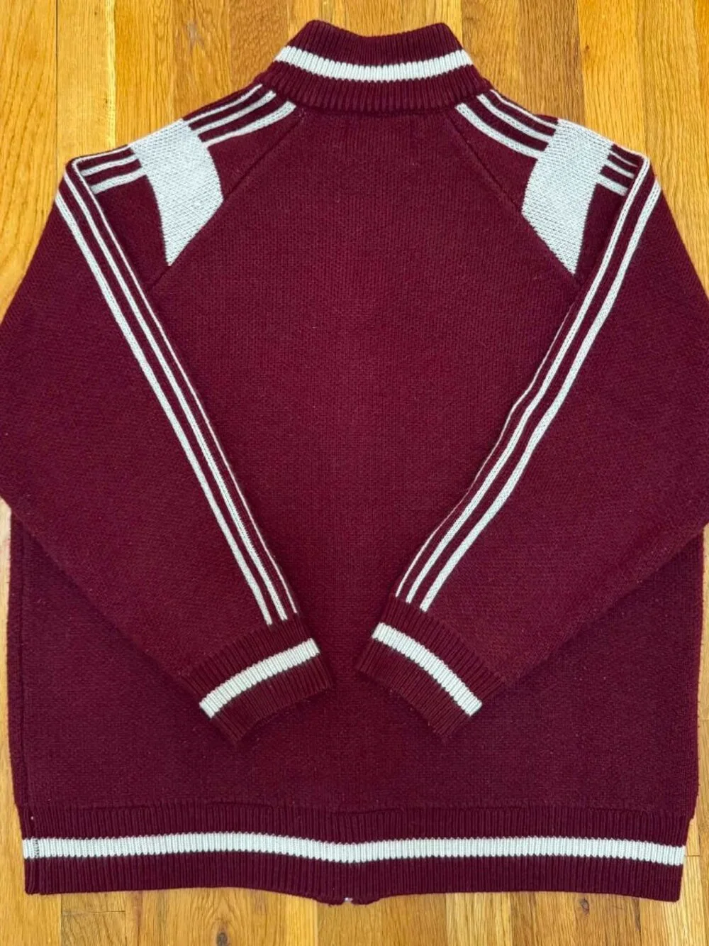 Aelfric Eden Full Zip # 24 Jacquard Cardigan Burgundy/Cream Sweater Size XLarge